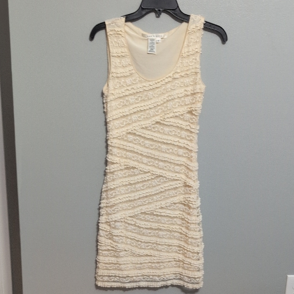 Max Studio Lace Dress Stretch Ivory Cream Off White Sleeveless size Small